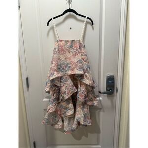Elliatt Circe Tiered Baby Doll Lace Mini Dress in Pink Multi Size Small NWT